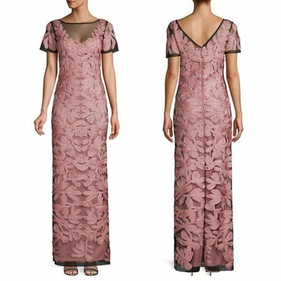 Mother of the Bride Dusty Rose Maxi Dress 2 XS Party Embroidered JS COLLECTIONS - Picture 1 of 11